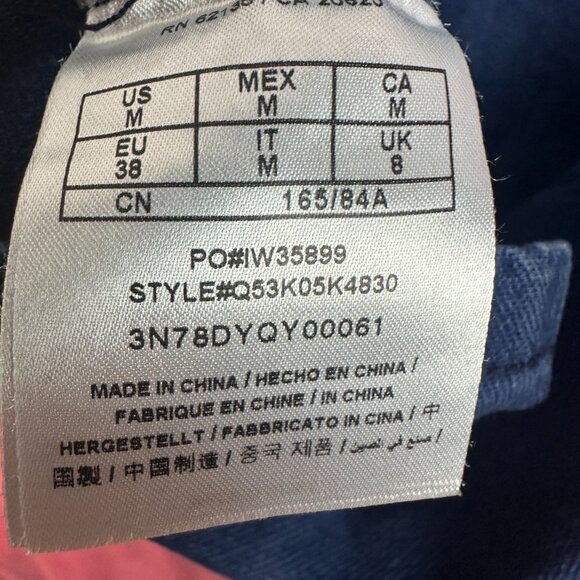 GUESS DENIM SHIRT DRESS MEDIUM CAP SLEEVE BUTTON FRONT NAVY BLUE - Picture 11 of 11